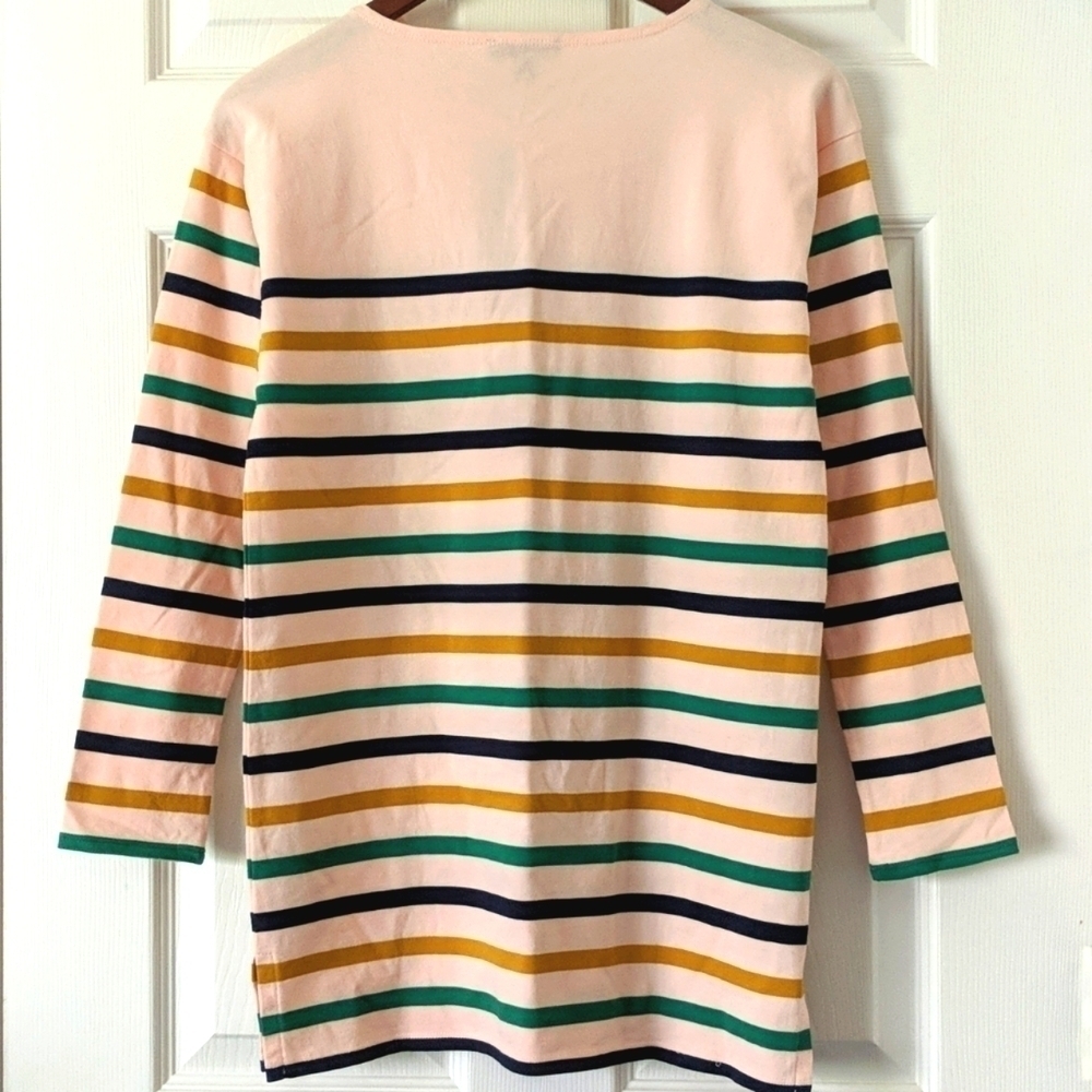 J. Crew Oversized Striped Boatneck Cotton Tunic Top Pink XXS - Picture 11 of 11